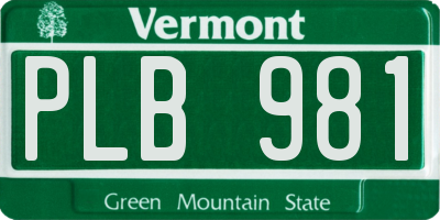 VT license plate PLB981