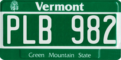 VT license plate PLB982