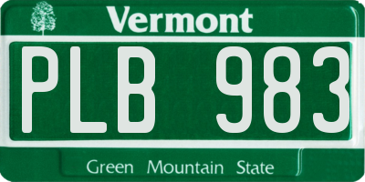 VT license plate PLB983