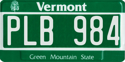 VT license plate PLB984