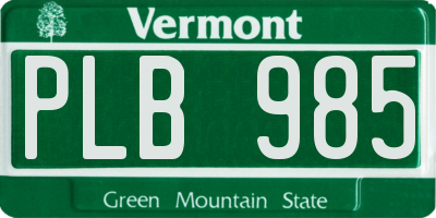VT license plate PLB985