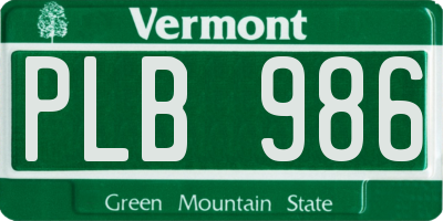VT license plate PLB986