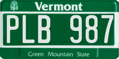 VT license plate PLB987