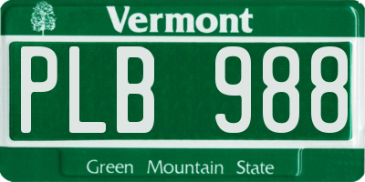 VT license plate PLB988