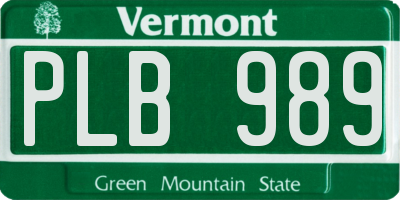 VT license plate PLB989
