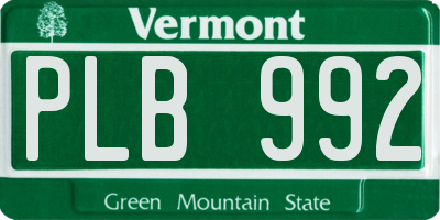 VT license plate PLB992