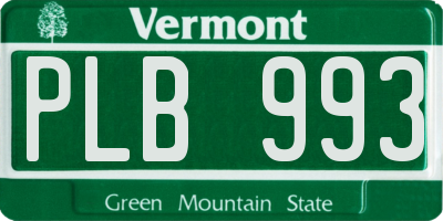 VT license plate PLB993