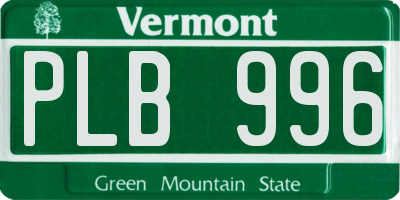 VT license plate PLB996