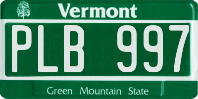 VT license plate PLB997