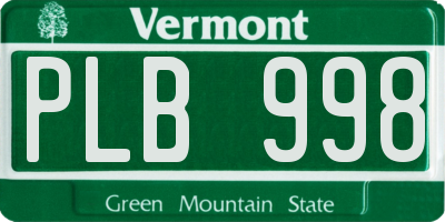 VT license plate PLB998