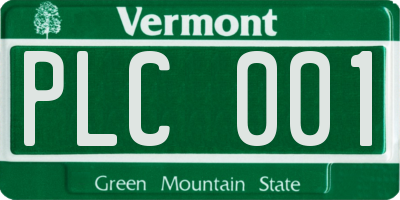 VT license plate PLC001
