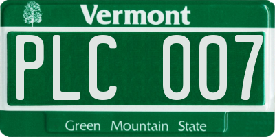 VT license plate PLC007