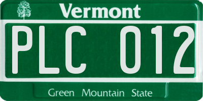 VT license plate PLC012