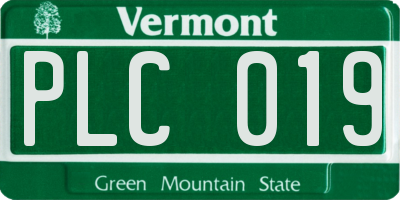 VT license plate PLC019
