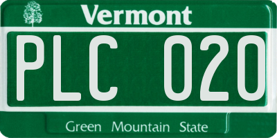 VT license plate PLC020