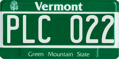 VT license plate PLC022