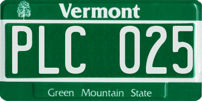 VT license plate PLC025