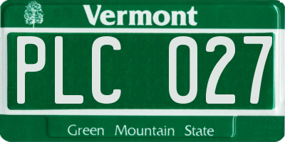 VT license plate PLC027