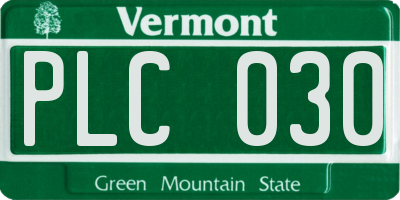 VT license plate PLC030