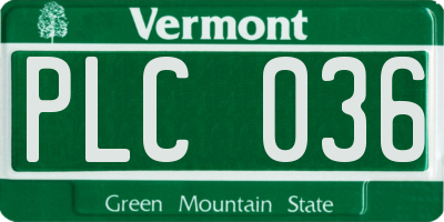 VT license plate PLC036