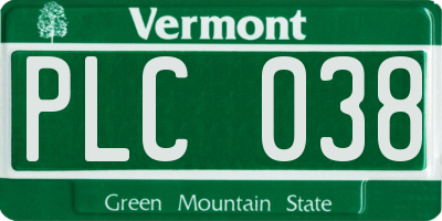 VT license plate PLC038