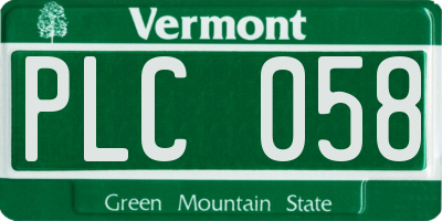 VT license plate PLC058