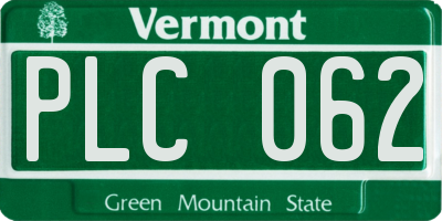 VT license plate PLC062
