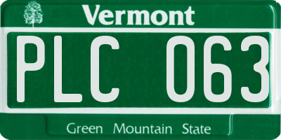 VT license plate PLC063