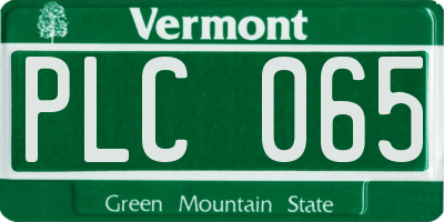 VT license plate PLC065