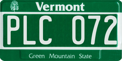 VT license plate PLC072