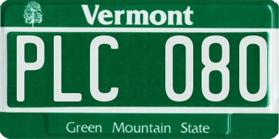 VT license plate PLC080