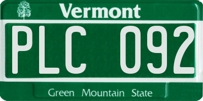 VT license plate PLC092