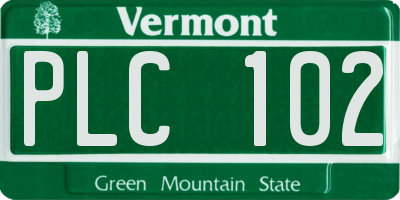 VT license plate PLC102