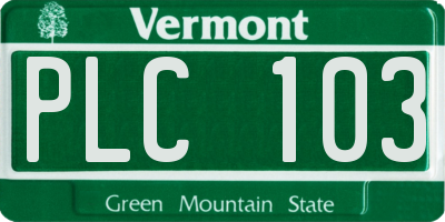 VT license plate PLC103