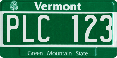 VT license plate PLC123