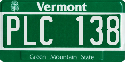 VT license plate PLC138