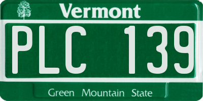 VT license plate PLC139