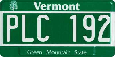 VT license plate PLC192