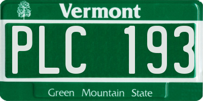 VT license plate PLC193