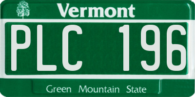 VT license plate PLC196