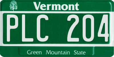 VT license plate PLC204
