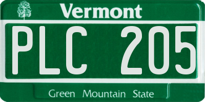 VT license plate PLC205