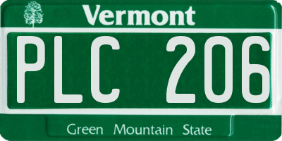 VT license plate PLC206