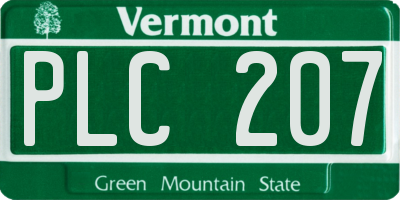 VT license plate PLC207