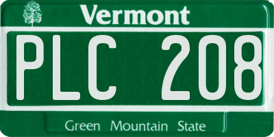 VT license plate PLC208
