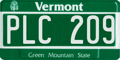 VT license plate PLC209