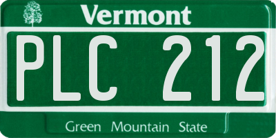 VT license plate PLC212