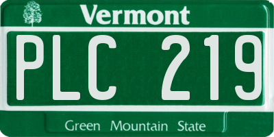 VT license plate PLC219