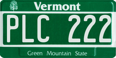 VT license plate PLC222