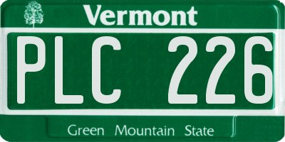 VT license plate PLC226